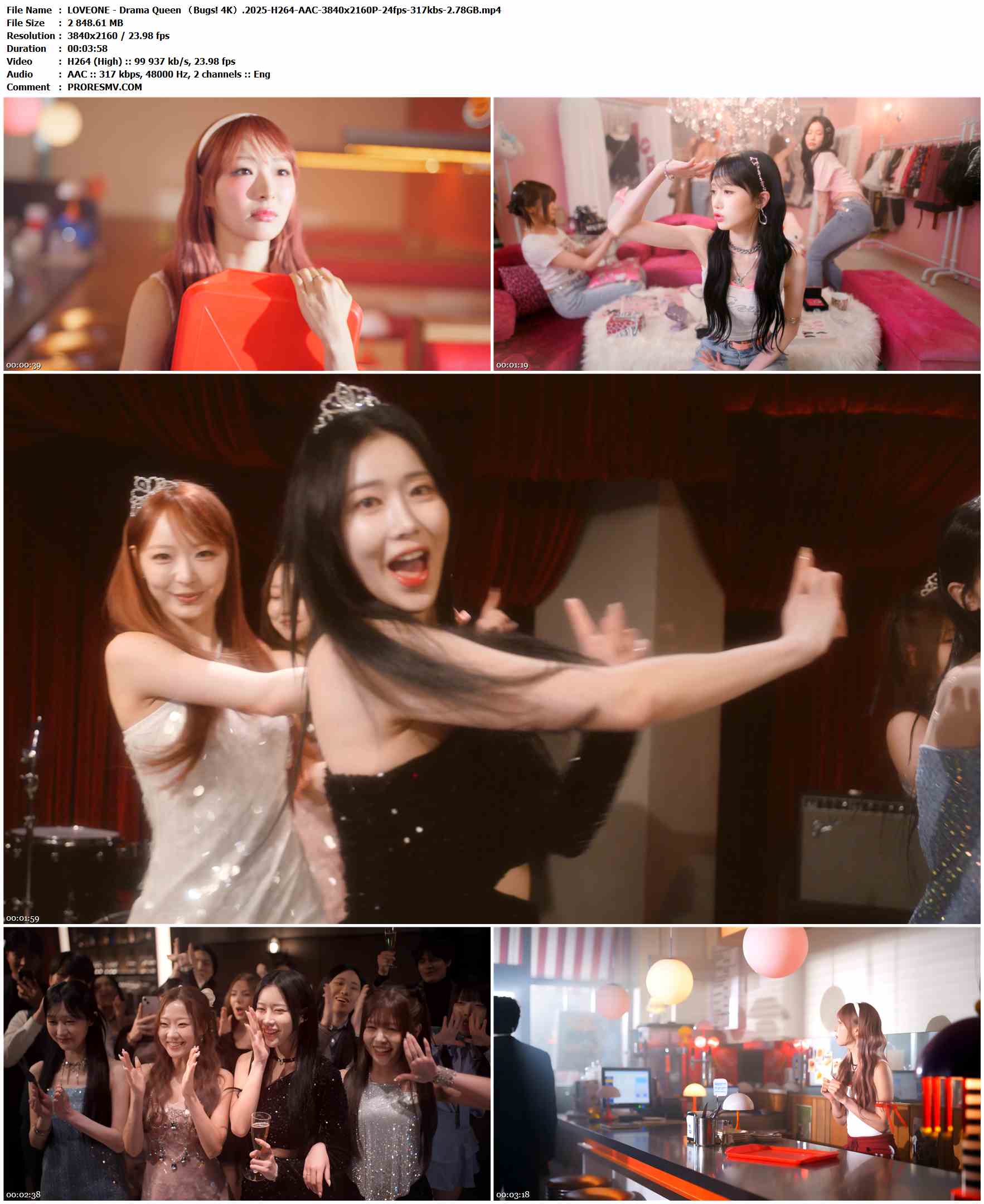 LOVEONE - Drama Queen （Bugs! 4K）.2025-H264-AAC-3840x2160P-24fps-317kbs-2.78GB官方MV_高清MV